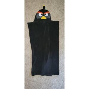 Kid's Angry Birds Black Lightweight Soft Fleece Hooded Wrap Blanket 39x47